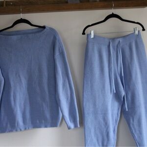 Cozy Blue Knit Sweater and Pants Set